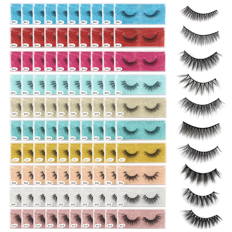 Wholesale False Lashes 100 pairs Faux Mink Eyelashes 10 styles  XK-M series