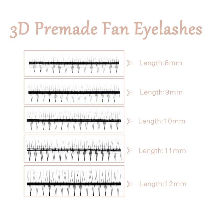 Premade volume fans 3D/4D/5D/6D/8D/10D russian eyelash extension middle tape JN34