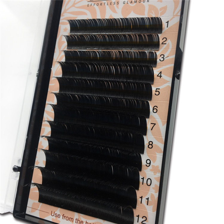  Ellipse flat eyelash extensions with eyelash packaging box custom / flat ellipse eyelash extensions JN50