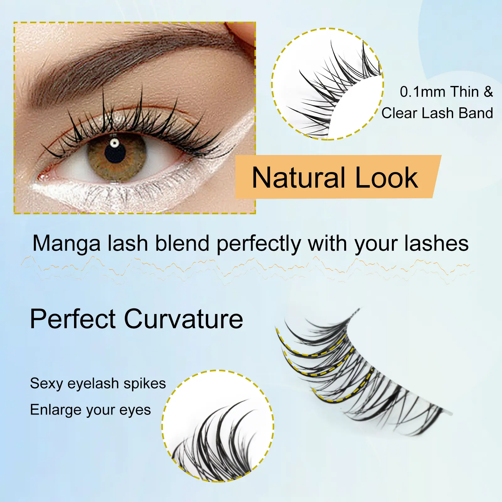 Transparent band lashes Fully soft and comfortable Natural look effect Easy to apply Wholesale price