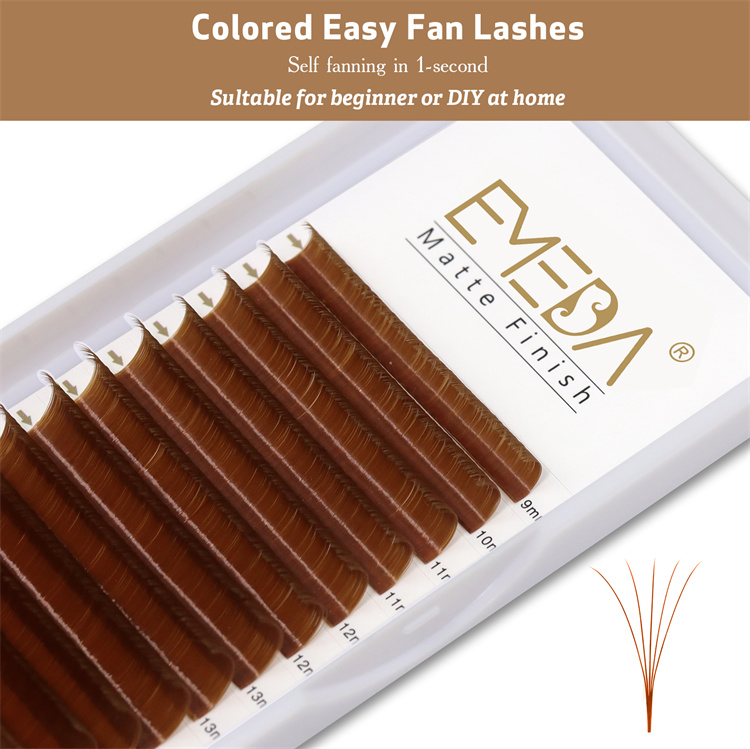 Private Label OEM brown blooming easy fan lashes  wk