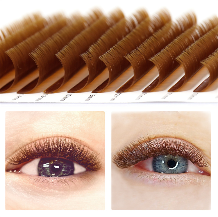 Private Label OEM brown blooming easy fan lashes  wk