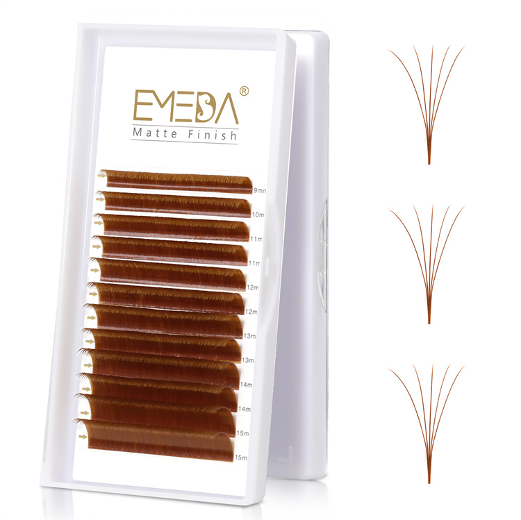 Private Label OEM brown blooming easy fan lashes  wk