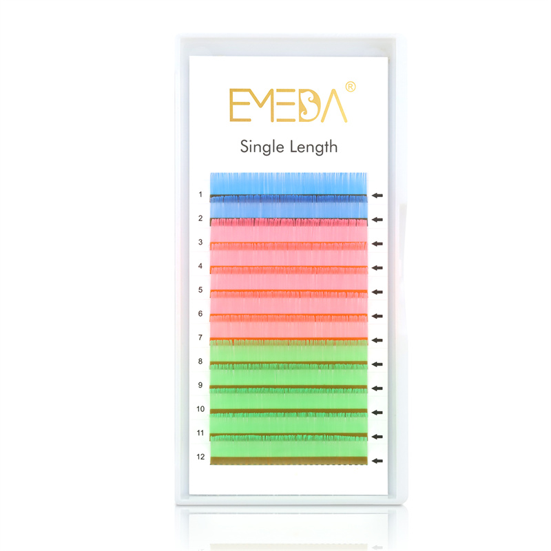 2022 Wholesale Fluorescent colored Korean PBT Fiber lash extension professional beauty salon supplies