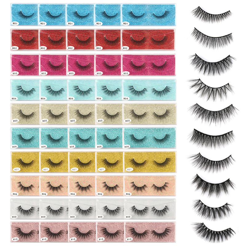 Multiple pairs of false eyelashes 50 pairs Faux Mink False Lash XK-M series